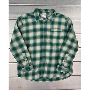 Columbia Button Down Shirt‎ Mens XL Green Tartan Plaid Long Sleeve Casual